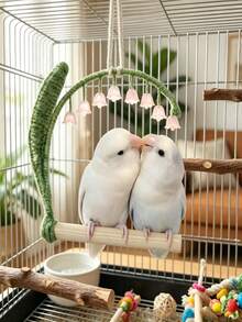 Climbing Ladder Bird Toy, Bird Cage Swing Perch Swing Bird Cage Perch Bird Perch Bird Swing Toy, Suitable For Lovebirds, Small Sun Conure, Parrot Exercise And Decoration, Indoor Bird Cage Accessories - Round - View 4