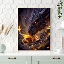 1PC DIY 5D Diamond Painting Kit Flying Dragon Pattern - Round Full Drill Diamond Art Mosaic Craft, Home Wall Decor, Unframed - No Frame - View 3