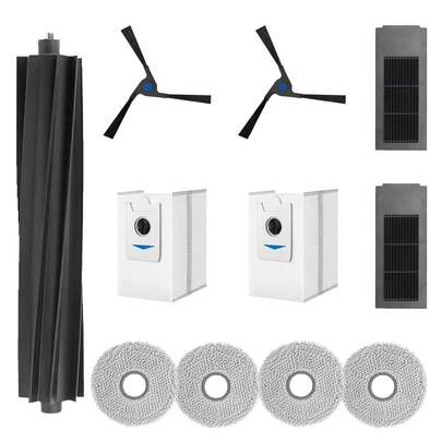 طقم قطع غيار لمكنسة ECOVAC S DEEBOT X2 Omni، 1 فرشاة مطاطية رئيسية، 2 فرشاة جانبية، 2 فلتر HEPA، 4 وسادات ممسحة، 2 كيس غبار