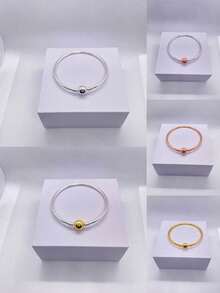 2pcs/1pc Fashion Women's Round Head Button DIY Pendant Snake Chain Bracelet, Suitable For Daily Wear, Perfect Holiday Gift For Women - Classic Round Buckle Bracelet - View 9