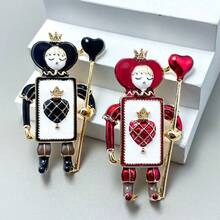 1pc Men's Creative Cute Heart & Spade Soldier Brooch, Cartoon Figure Bag Pin, Decorative Accessory - Cartoon Doll Brooch - View 1