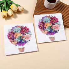 Colorful Hydrangea Print Disposable Paper Napkins, Party Napkins For Tea Party, Bridal Shower, Wedding Decor, Rustic Table Setting - View 5