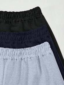 3 Packs Young Boys Slogan Print Casual Wide-Leg Pants, Loose Wide-Leg Design, Soft And Comfortable, Suitable For Daily Wear - Multicolor - View 4