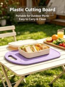 1/2pcs Purple Plastic Cutting Board With Built-In Handle, Lightweight Kitchen Chopping Board, Easy To Carry, Convenient For Daily Use, Hangable, Suitable For Preparing Fruit, Vegetables And Fast Food - View 4