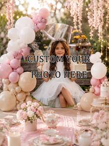 Customizable Round Backdrop (Stand Not Included), Printable Pattern/Logo/Text, Durable, Suitable For Weddings, Birthday Parties, Christenings, Photo Booth Props And Party Decorations, Modern Round Design, Smooth Texture, Round Backdrop - Multicolor - View 6