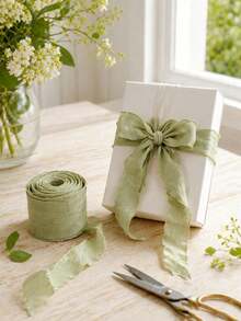 4cm*10yds/Roll Matcha Green Pleated Ribbon, High-End Elastic Ruched Gift Wrapping Ribbon, Birthday Party Packaging Ribbon, Woven Headband Decoration, Cake Packaging, DIY Bows, Wedding Bouquet, Graduation Party Floral Ribbon - Green - View 5