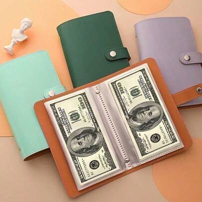 Cash Storage Notebook With Chain Accessories, Can Hold 100 Banknotes, Banknote World Currency Collection Binder, Portable Cash Holder, Banknote Hold