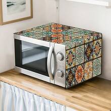 1pc 35X85cm Vintage Bohemian Geometric Pattern Microwave Cover, Polyester Kitchen Microwave Dust Cover, Perfect For Kitchen Decor And Appliance Protection, Home Decoration - 1 Kitten - View 5