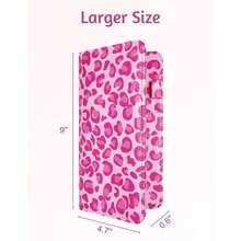 Server Book For Waitress, Zipper Pocket, Magnetic Closure, Pink Leopard Cute Waitress Book Wallet With Money Pocket, Cheetah 5"X9", Restaurant Accessories, Waitstaff Organizer For Server Apron - Pink Leopard - View 2