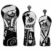 1pc Avant-Garde Golf Club Head Cover, Exquisite Poker Card Character Embroidery, PU Material, Suitable For Driver, Fairway Wood And Hybrid, Protects Club Head From Scratches And Dust - Multicolor - View 2