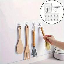 Transparent Self-Adhesive Hooks, Used For Hanging, Heavy Duty Wall Hooks, Self-Adhesive Sticky Hooks, Multi-Function Hooks - White - View 3
