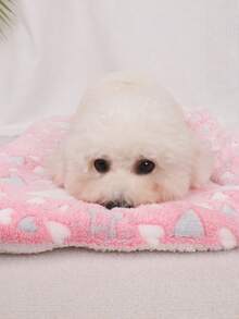 Pink Heart & Star Print Thickened Polyester Pet Bed Mat, Breathable Comfortable Washable All-Season Use, Suitable For Small And Medium Cats And Dogs, Suitable For Teddy And Other Pets, Not Suitable For Large Dog Breeds - Pink - View 6