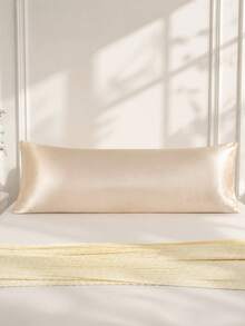 1pc 100% Premium Solid Champagne Color Silky Pillow Case Without Filling, Faux Silk Soft Breathable With Envelope Closure, Suitable For Bed, Sofa, Living Room, Country Style, Size 20"X54", Suitable For Women And Men Gifts, Pillow Insert Not Included, Machine Washable - Champagne - View 1