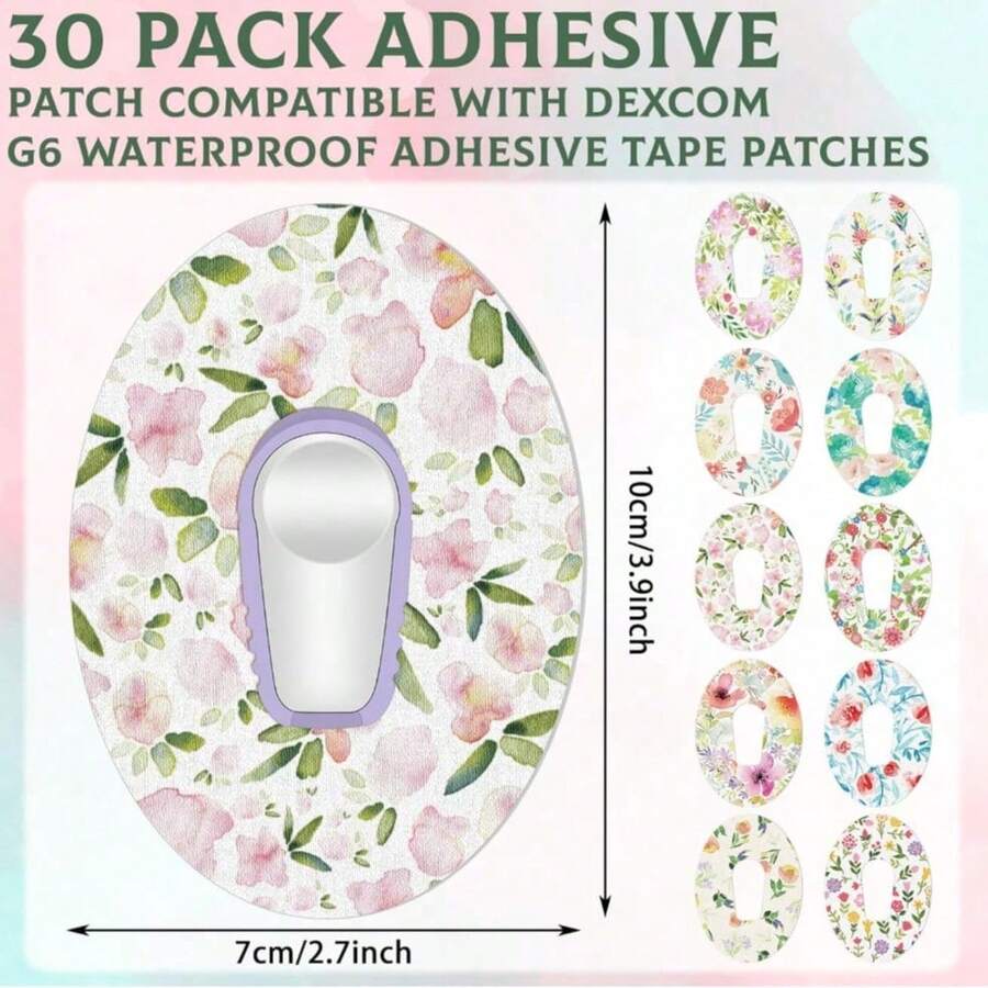 10/2pcs Pita Perekat, Cocok untuk Pita Sensor Bunga Berwarna-warni Tahan Keringat, Dengan Lapisan Belakang yang Dapat Dilepas, Patch Pelindung Pemantauan Glukosa Berkelanjutan (6,34 X 2,76 Inci) - View 1