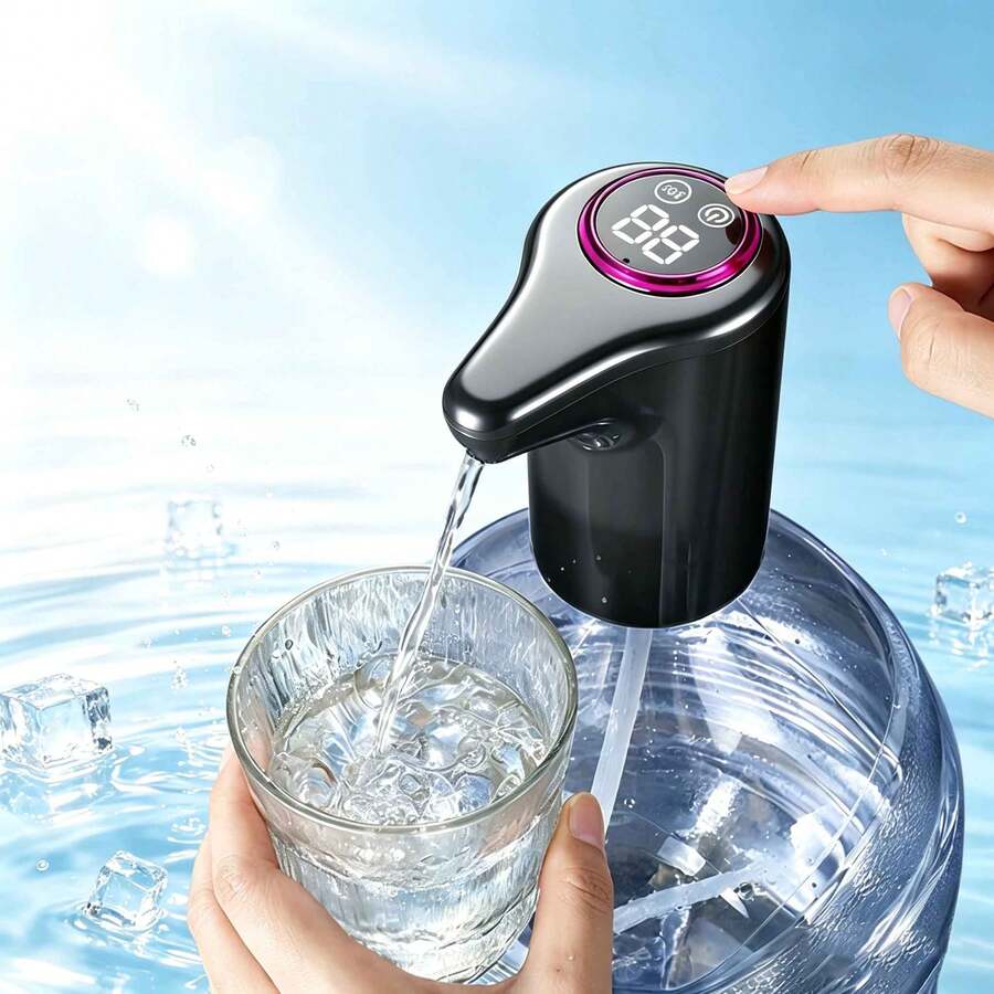 1pc Electric Water Pump For 2-3-4-5 Gallon Water Bottles, With LCD Battery Display, USB Rechargeable Portable Electric Water Bottle Pump, Suitable For Home, Kitchen, Living Room, Office, Outdoor Camping, Wireless Water Pump For Home Use