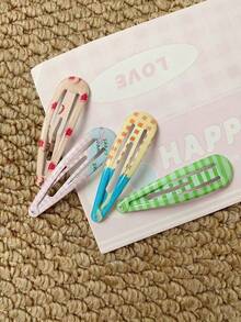 Cute Printed BB Hair Clips, Colorful Dopamine Side Bangs Hair Clips, Sweet Girl Hair Accessories, Autumn New Arrival - Bright Colors - View 4