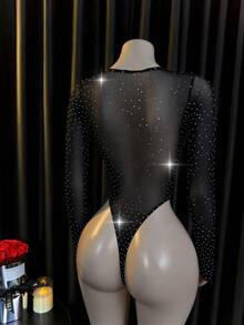 Lingerie Set / Role Play Costume Dress Bodysuit Shirts Long Sleeves Lingerie Cover Up Bikini Cover-Up - Black - View 2