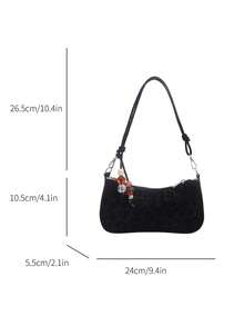 1pc Black Leopard Print PU Baguette Shoulder Bag For Women - Black - View 6