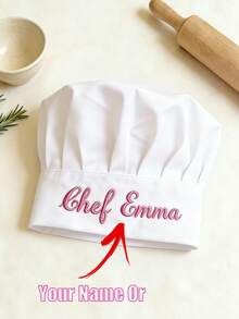 1pc Customized White Chef Hat, Customizable Name Chef Hat, Professional Embroidered Chef Hat, Adjustable Chef Hat, Gift For Baking Enthusiasts - Multicolor - View 7