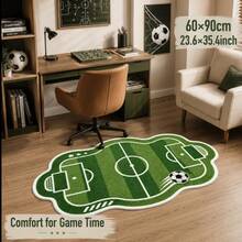 1pc Asymmetrical Football Design Carpet, Bedside Rug, Fluffy Texture, Suitable For Living Room, Bedroom, Kitchen, Holiday Decoration Carpet, Bedside Rug, Universal Seasonal Appeal, Ideal For Indoor Use (Hand-Cut Asymmetrical Pattern May Have 1-5cm Error, Suggest Choosing Larger Size) - Multicolor - View 4
