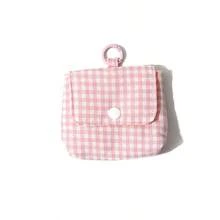 1pc Simple And Portable Fabric Checkered Zero Wallet Earphone Coin Storage Bag Candy Series Mini Aunt Towel Small Bag Sanitary Towel Storage Bag - Multicolor - View 11