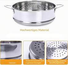 A Durable Stainless Steel Steamer Basket With A 21.5 Cm Diameter, Compatible With Most Pots And Perfect For Daily Steaming Needs. - View 2