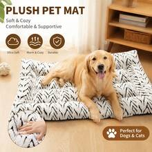Pet Plush Mat, Suitable For Large, Medium And Small Dogs And Cats, Ultra Soft Fluffy Supportive Padded Dog Bed Mat, Machine Washable Durable Non-Slip Warm Sleeping Pad, Suitable For Indoor Home Sofa And Floor - Black and White - View 5
