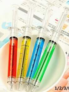 2/4/6pcs Creative Personalized Office Stationery, Syringe-Shaped Ballpoint Pens, Double-Sided Use Syringe-Shaped Ballpoint Pens - Novelty Fun Multicolor Syringe-Shaped Ballpoint Pens, Creative Gift Suitable For Nurses And Doctors, Perfect Choice For Birthdays, Parties And Nurses Day - Various - View 9
