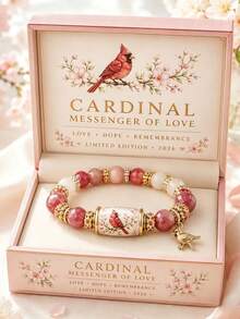 2pcs Pink And Red Bird Beaded Bracelets With Gift Box, Perfect Gift For Jewelry Lovers, Exploring The World And Longing For Freedom - Pink and Red Double Birds - View 3