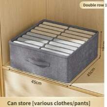 Foldable Fabric Clothes Storage Box, Multi Compartment Closet Organizer With Handle, Wardrobe Divider Storage Bin For Pants, Jeans, T-Shirts - Grey - View 14
