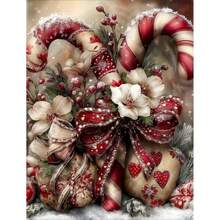 1PC DIY 5D Diamond Painting Kit Christmas Floral Pattern - Round Full Drill Art Mosaic Craft, Home Wall Decor, Unframed - No Frame - View 1