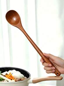 3pcs Long Handle Spatula Set, Long Handle Stir-Fry Spatula, Small Wooden Spoon Non-Stick Wooden Spatula, Soup Ladle, Durable Stirring Spoon, Heat-Resistant Cooking Spatula And Spoon Kitchen Utensil Set, New Home Decoration Gift - Multicolor - View 11