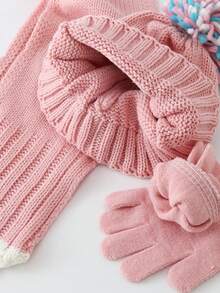 Autumn/Winter Cartoon Unicorn Hat & Gloves Warm Children's Knitted Hat 2-Piece Set For Little Girls - Unicorn 3-piece Set - View 4