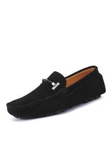 1 Pair Solid Color Preppy Vintage Athletic Microfiber Leather Slip-On Shoes For Spring & Autumn Outdoor Vacation Wear - Black - View 5