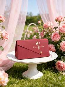 Red Handheld Gift Box, Premium Small Gift Packaging Box, Gold Foil For You Handheld Paper Box, Suitable For Wedding Favors, Birthday Party, Holiday Gift Packaging - Red Gift Box With Handle - View 4