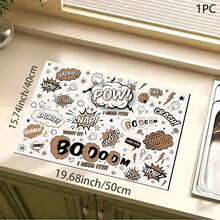 Printed Pattern Drainage Mat/Absorbent Mat/Drying Mat For Coffee Machine And Tableware - Absorbent Polyester Desktop Protector With Rubber Non-Slip Backing, For Kitchen Countertop Decoration - Home Bar And Dining Table Placemat - Multicolor - View 5