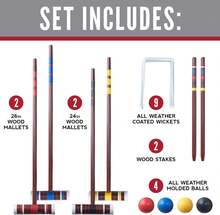 Portable Backyard Croquet Sets - Complete 4 + 6 Player Croquet Sets With Mallets, Croquet Balls + Wickets Included - Outdoor Family Lawn Game Sets - ColorA - View 3