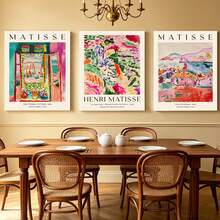 3pcs Matisse Vintage Abstract Oil Painting Wall Decor, Optional Framed Matisse Exhibition Art Poster, Matisse Wall Decor, Matisse "Window", Matisse "Corridor", Matisse "Garden", Wall Decor, Unframed, Birthday Graduation Gift - Multicolor - View 9