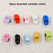 10pcs- Shoe Charms Set, Assorted Varieties Color, Detachable ABS Mini Color Shoes, Featuring 3D Shaped Mini Cute Shoes In Various Colors - Multicolor - View 1