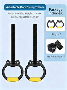 1 Pair Adjustable Anti-Slip Grip Bear-Shaped Gymnastics Rings Set, Easy Installation, 661.39 Lbs Weight Capacity, Perfect For Grip Training And Home Workout, Battery-Free Indoor Fitness Hanging Rings, Exercise Equipment, Suitable For Indoor/Outdoor Swing Training Equipment, Playground, Daycare, Home Swing Pull-Up Rings, Playground Expansion, Back To School Essential - A - View 14