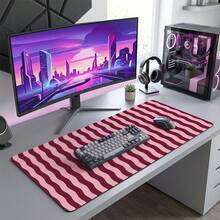 Pink Wavy Line Mouse Pad, Gaming Office Home Art Design, Gift For Friends And Family, Rubber Bottom, PC Laptop Back To School Desktop Accessory, Office Supplies, Mouse Pad Set, Computer Keyboard Pad, Study Pad - Mouse Pad - View 5