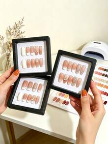 10pcs Wearable Nail Storage Box, Transparent Window Display Box, Dust-Proof Protective Box, Suitable For Artificial Nails, Home Storage, Nail Salon Display, Portable Nail Supplies Storage Box For Girls, Women And Nail Artists - Multicolor - View 4