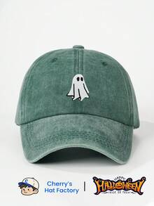 1件女款刺繡萬聖節幽靈與小妖精水洗棒球帽，戶外可調節防曬休閒帽，適合春秋旅行與海灘度假，男款遮陽帽，Y2K風格青年帽 - 棒球帽 - 查看 15