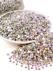 Flat Round Rhinestones SS6 SS10 SS12 Nail Art Crystals Clear White AB Black DIY Decoration For Phone Cases Clothing 1440pcs/Pack - A - View 1