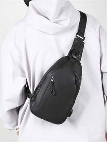 Versatile Men's Shoulder Crossbody Chest Bag - Black - View 4
