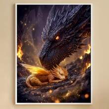 1PC DIY 5D Diamond Painting Kit Flying Dragon Pattern - Round Full Drill Diamond Art Mosaic Craft, Home Wall Decor, Unframed - No Frame - View 2