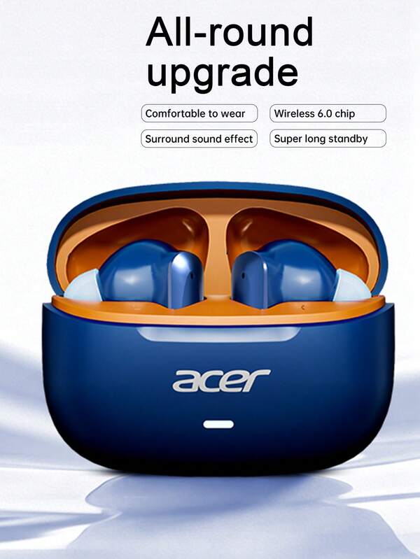 Acer OHR804 Auriculares In-Ear Inalámbricos Bluetooth con Cancelación Activa de Ruido ANC, Sonido Estéreo Envolvente, Uso Ligero y Cómodo, Adecuado para Trabajo de Oficina Enfocado, Reuniones en Línea, Aprendizaje en Línea, Compatible con Sistemas IOS/Android
