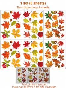 Warm Tone Thanksgiving Static Window Stickers, Leaf Window Decals, Double-Sided Maple Leaf Stickers, Suitable For Cabinet Doors, Bathroom Glass Windows, Home Decor, Electrostatic Adhesion - Maple Leaves - View 11