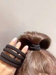 20/50/100/200pcs Large Simple Versatile Hair Ties Hair Accessories Simple Basic Hair Rings - Black - View 4