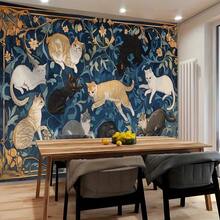 1pc Extra-Large Cute Cat Pattern Tapestry – Playful And Adorable Kitten Wall Hanging; Suitable For Living Rooms, Bedrooms, And Other Home Spaces; Durable Polyester Fabric; Indoor/Outdoor Decorative Backdrop. - Multicolor - View 3